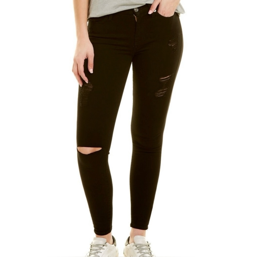 NWT 7 For All Mankind Ankle Gwenevere Ankle Skinny Distressed Black Jean